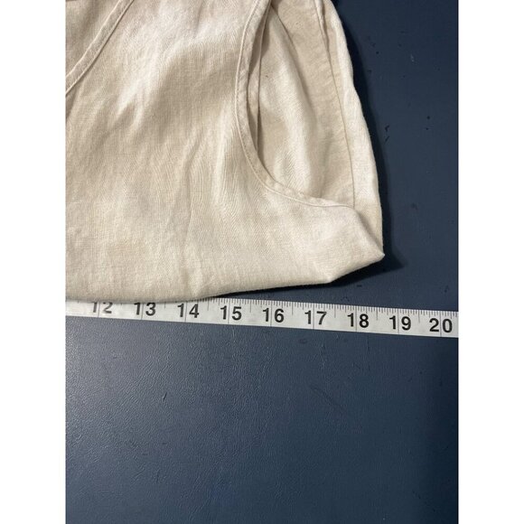 New Linen Blend Jumpsuit Sz 8 Beach Coastal Resort Vacation V-Neck Drawstring - Picture 12 of 16